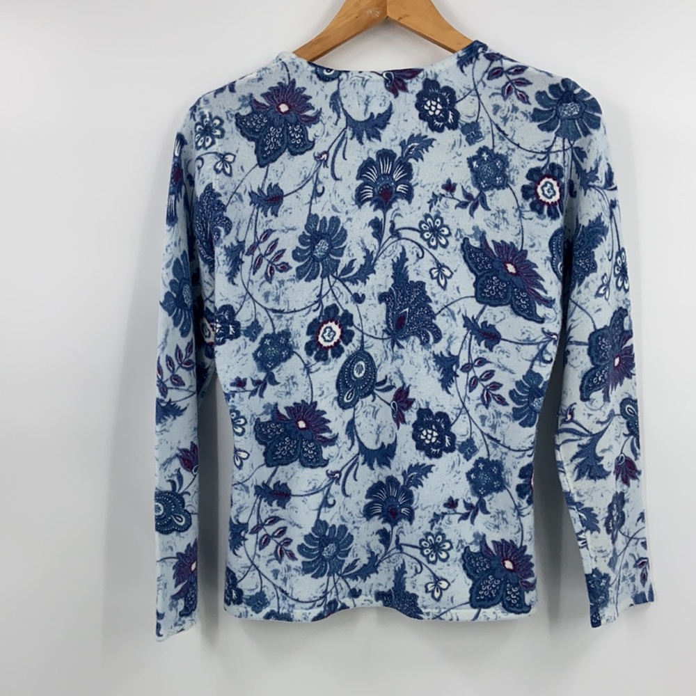 Classic Elements Soft Button Front Blue Pattern S… - image 7